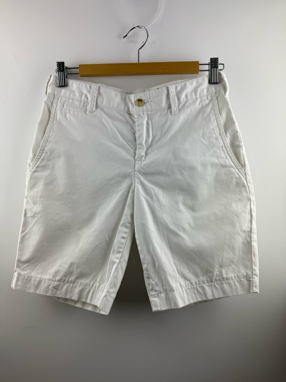 Polo Ralph Lauren White Cotton Chino Shorts Size 0 Blue Pony Logo